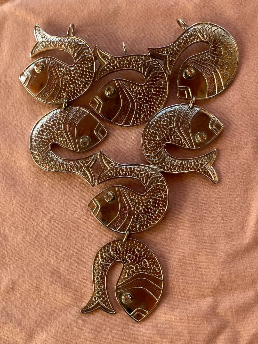 Metal Fish Necklace with Crystal Eyes